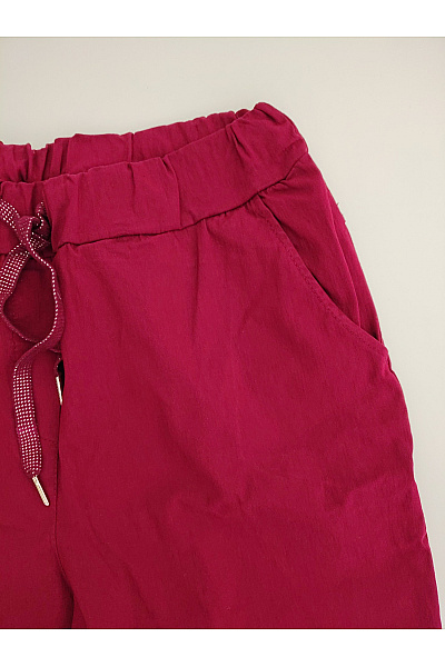 Červené dámské volnočasové kalhoty s kapsami a pružným pasem Vel. M | Unimoda | obrázek 5