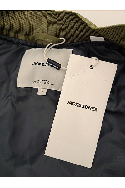 JACK & JONES Pánská khaki bomber bunda se zipem Vel. L | JACK & JONES | obrázek 5