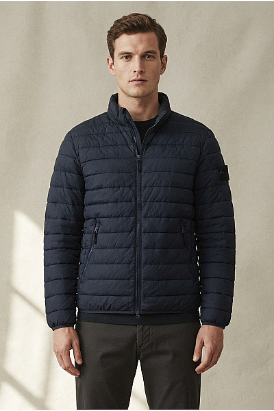 JACK & JONES Pánská Modrá Prošívaná Přechodová Bunda Se Zipem Vel. L
