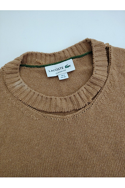 LACOSTE Hnědý vlněný pletený pulovr basic Vel. US Xl | LACOSTE | obrázek 5