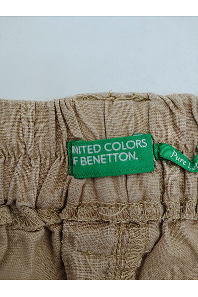 BENETTON Béžové lněné bermudy s vysokým pasem a kapsami Velikost L | BENETTON | obrázek 6