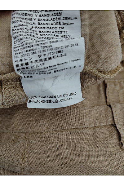 BENETTON Béžové lněné bermudy s vysokým pasem a kapsami Velikost L | BENETTON | obrázek 8