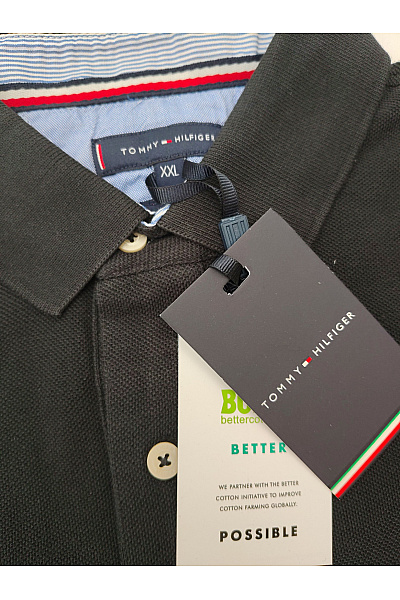 TOMMY HILFIGER Pánské černé bavlněné polo tričko s krátkým rukávem basic Velikost XXL | TOMMY HILFIGER | obrázek 6