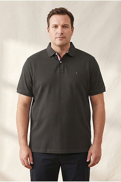 TOMMY HILFIGER Pánské černé Bavlněné Polo Tričko S Krátkým Rukávem Basic Velikost XXL