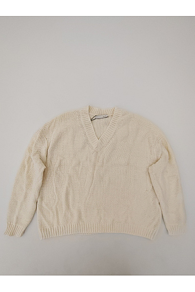 Oui Béžový bavlněný pulovr do véčka oversized Vel. DE 42 | oui | obrázek 2