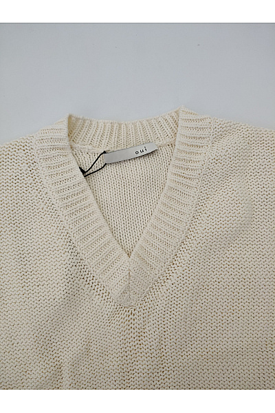 Oui Béžový bavlněný pulovr do véčka oversized Vel. DE 42 | oui | obrázek 6
