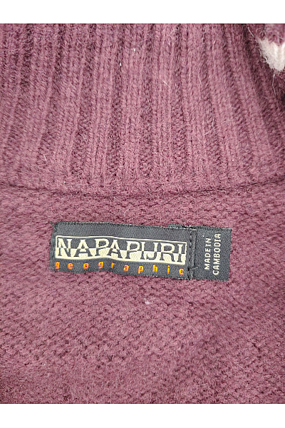 NAPAPIJRI Pánský vínový pletený pulovr se stojáčkem na zip Vel. S | NAPAPIJRI | obrázek 5