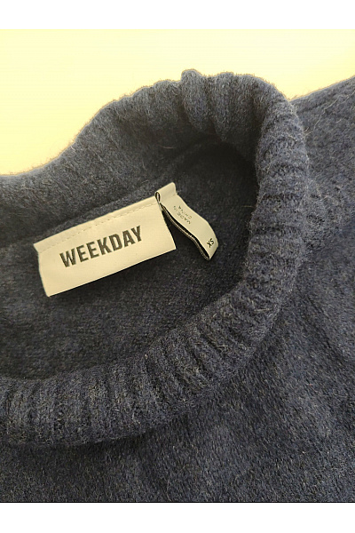 Weekday Dámský vlněný oversized pulovr se stojáčkem modrý Velikost XS | Weekday | obrázek 4