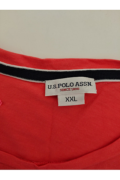 U.S.POLO ASSN. Červené bavlněné basic tričko s krátkým rukávem a kulatým výstřihem Vel. US XXL | U.S.POLO ASSN. | obrázek 5