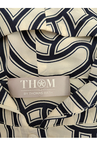 THOM By Thomas Rath Černobílá vzorovaná halenka s kapucí a dlouhým rukávem Velikost EU 48 | THOM By Thomas Rath | obrázek 7