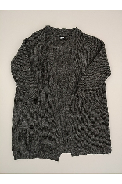 Šedý pletený žebrovaný kardigan delší Velikost XL | Unimoda | obrázek 2