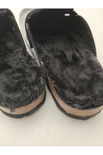 Mandel Sandals Černé lakované nazouvací pantofle s kožíškem Vel. EU 40 | Mandel Sandals | obrázek 9