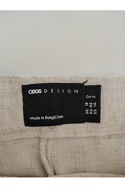 Design Béžové lněné široké letní kalhoty s kapsami Vel. EU 46 | Design | obrázek 6
