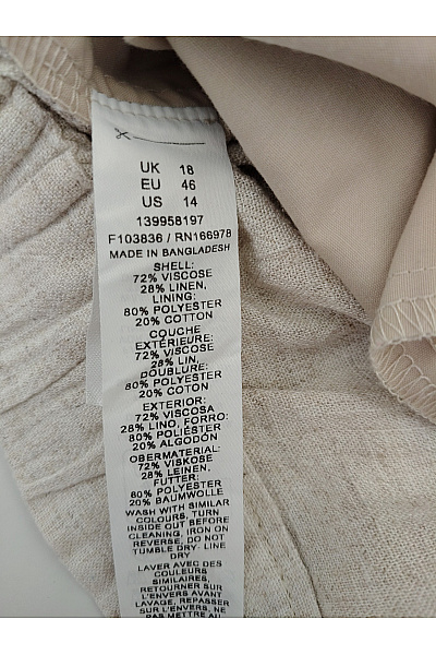 Design Béžové lněné široké letní kalhoty s kapsami Vel. EU 46 | Design | obrázek 8