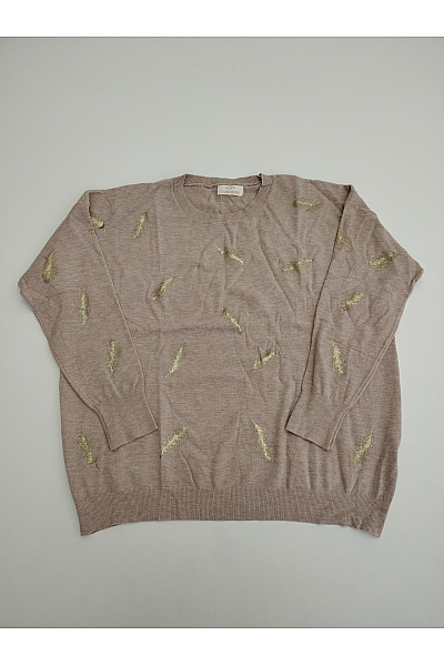 Soft cashmere Béžový pletený pulovr se vzorem Vel. XL | soft cashmere | obrázek 2