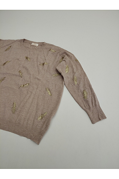 Soft cashmere Béžový pletený pulovr se vzorem Vel. XL | soft cashmere | obrázek 3