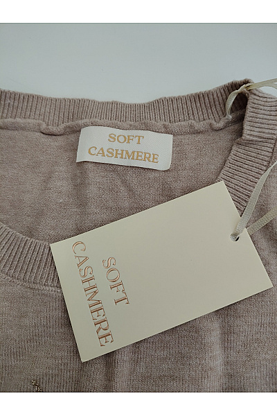 Soft cashmere Béžový pletený pulovr se vzorem Vel. XL | soft cashmere | obrázek 5