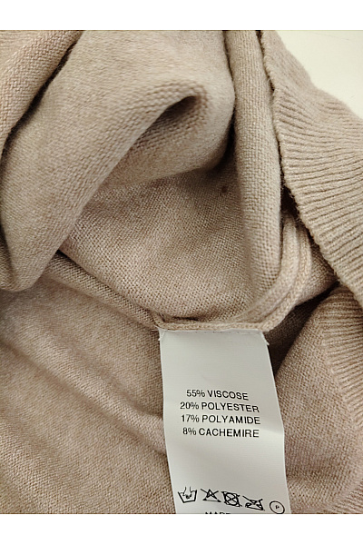 Soft cashmere Béžový pletený pulovr se vzorem Vel. XL | soft cashmere | obrázek 6