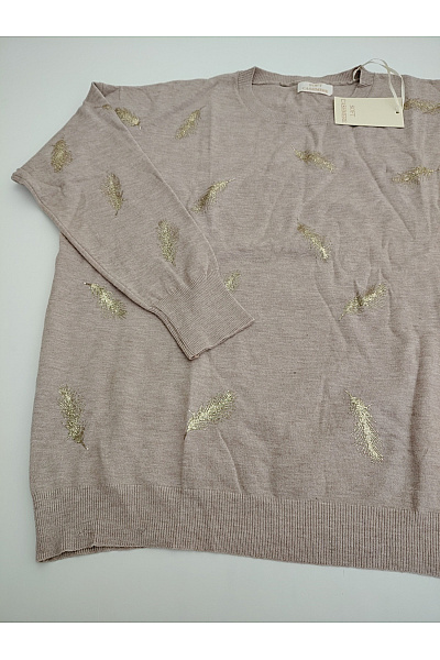 Soft cashmere Béžový pletený pulovr se vzorem Vel. XL | soft cashmere | obrázek 7