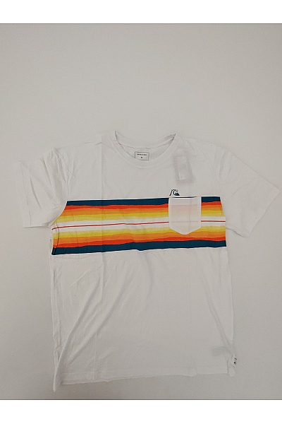 Quiksilver Bílé bavlněné tričko s krátkým rukávem pruhované kapsou Velikost US XL | quiksilver | obrázek 2