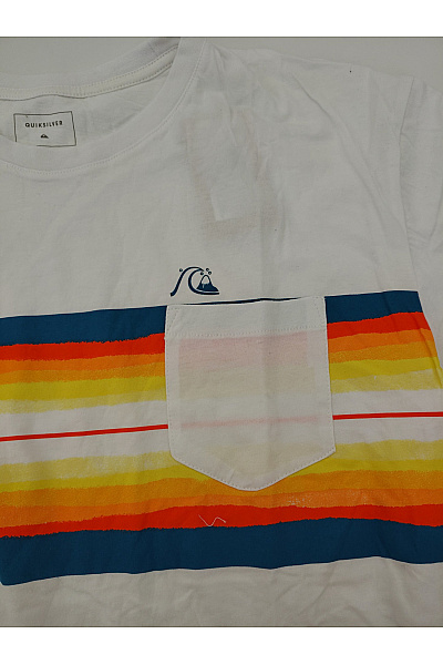 Quiksilver Bílé bavlněné tričko s krátkým rukávem pruhované kapsou Velikost US XL | quiksilver | obrázek 5