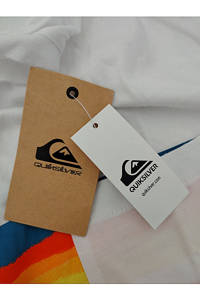 Quiksilver Bílé bavlněné tričko s krátkým rukávem pruhované kapsou Velikost US XL | quiksilver | obrázek 6
