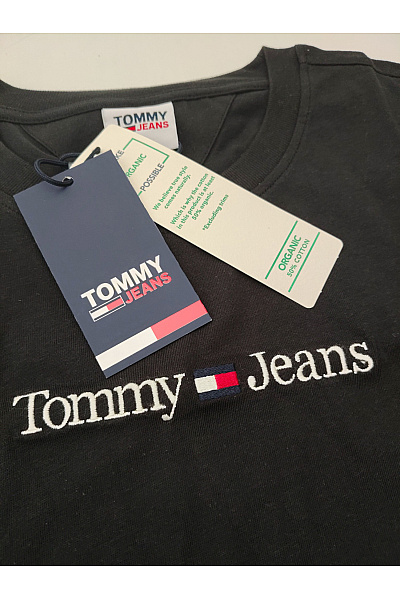 TOMMY HILFIGER Černé bavlněné pánské tričko s krátkým rukávem a nápisem | TOMMY HILFIGER | obrázek 7