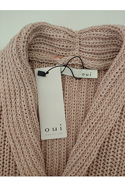 Oui Růžový bavlněný pletený kardigan s páskem Velikost EU 38 | oui | obrázek 5