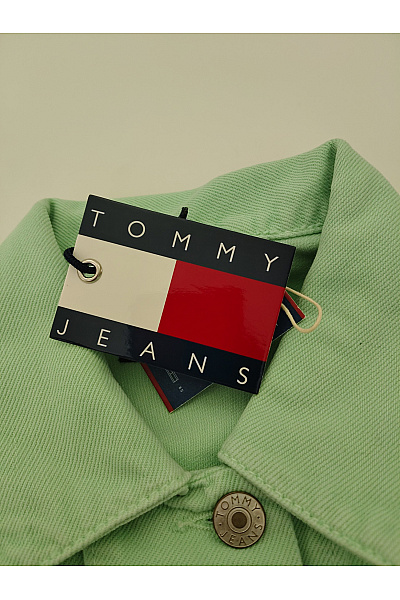 TOMMY HILFIGER Zelená bavlněná džínová bunda oversize jarní Velikost L | TOMMY HILFIGER | obrázek 7
