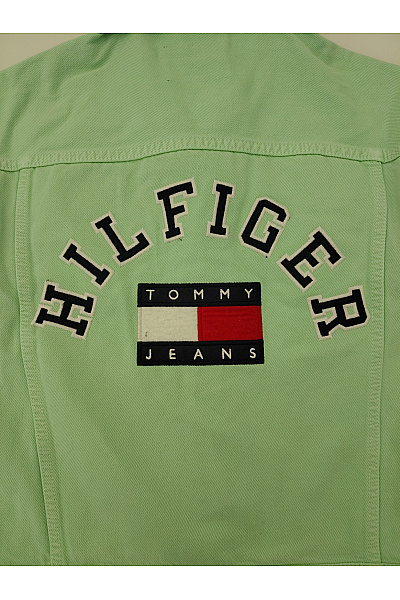 TOMMY HILFIGER Zelená bavlněná džínová bunda oversize jarní Velikost L | TOMMY HILFIGER | obrázek 11