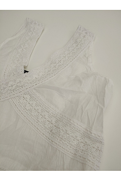 Bílé bavlněné maxi šaty boho krajkové s třásněmi Vel. M | Unimoda | obrázek 6