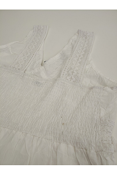 Bílé bavlněné maxi šaty boho krajkové s třásněmi Vel. M | Unimoda | obrázek 10