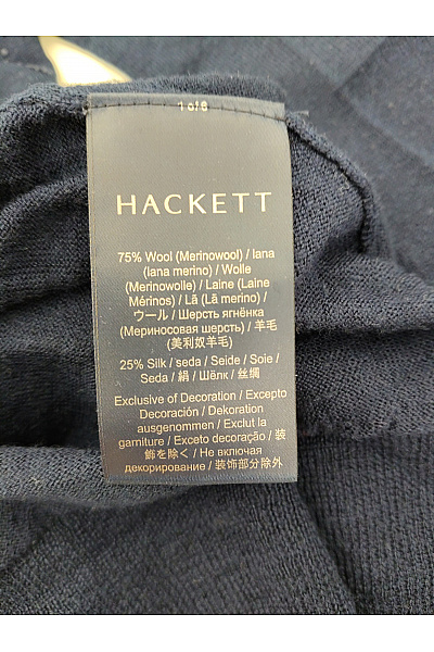 HACKETT Pánský modrý merino pulovr se stojáčkem na zip Vel. M | HACKETT | obrázek 5
