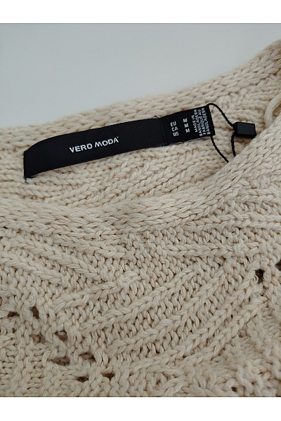 VERO MODA Béžový bavlněný ažurový crop pulovr Velikost EU M | VERO MODA | obrázek 4