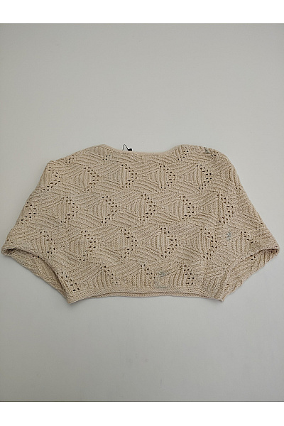 VERO MODA Béžový bavlněný ažurový crop pulovr Velikost EU M | VERO MODA | obrázek 5