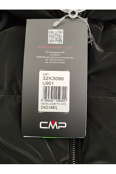 CMP Černá prošívaná zimní bunda s kapucí Velikost IT 42 | CMP | obrázek 8