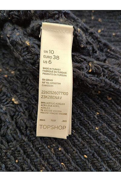 Topshop Dámský tmavě modrý pletený pulovr s dlouhým rukávem Velikost EU 38 | Topshop | obrázek 6