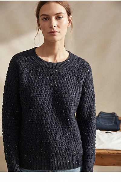 Topshop Dámský Tmavě Modrý Pletený Pulovr S Dlouhým Rukávem Velikost EU 38