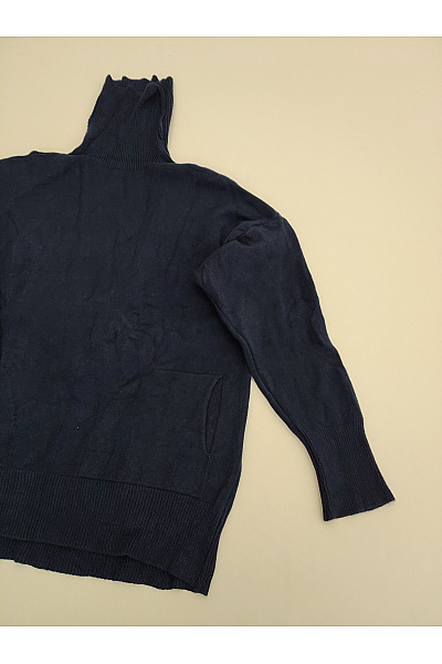 Dámský modrý pletený rolák oversized Vel. XL | Unimoda | obrázek 3