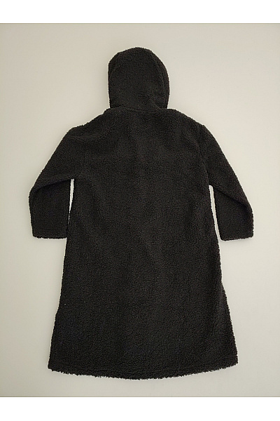 Černý dlouhý teddy kabát s kapucí Velikost XL | Unimoda | obrázek 7
