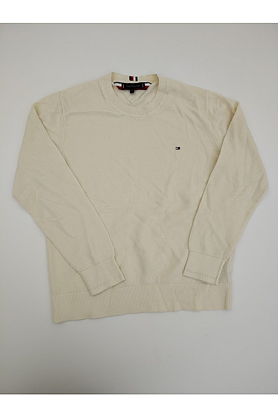 TOMMY HILFIGER Béžový pletený bavlněný pulovr basic Vel. XXL | TOMMY HILFIGER | obrázek 2