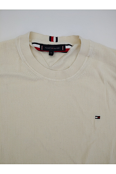 TOMMY HILFIGER Béžový pletený bavlněný pulovr basic Vel. XXL | TOMMY HILFIGER | obrázek 5