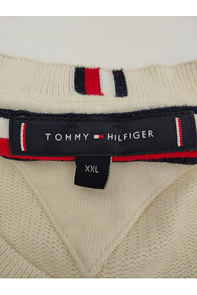 TOMMY HILFIGER Béžový pletený bavlněný pulovr basic Vel. XXL | TOMMY HILFIGER | obrázek 7