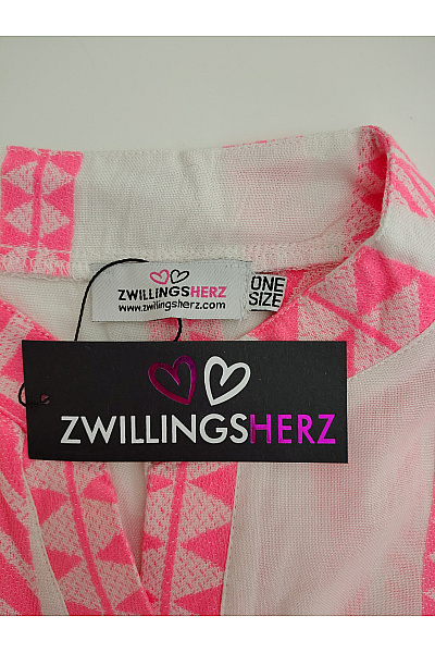 Zwillingsherz Růžové bavlněné letní šaty s geometrickým vzorem Vel. ONE SIZE | Zwillingsherz | obrázek 6
