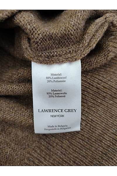 LAWRENCE GREY Pánský vlněný pulovr hnědý pletený basic Vel. M | LAWRENCE GREY | obrázek 4