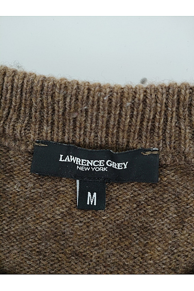 LAWRENCE GREY Pánský vlněný pulovr hnědý pletený basic Vel. M | LAWRENCE GREY | obrázek 5
