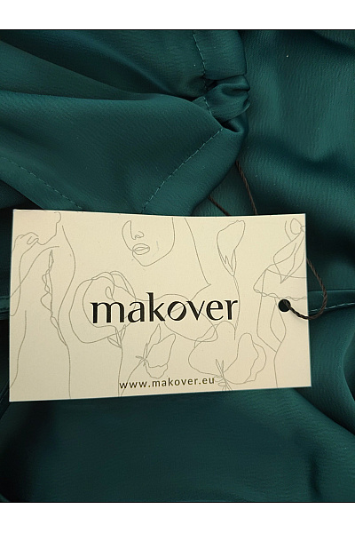 Makover Zelené společenské maxi šaty na ramínka s rozparkem Vel. M | makover | obrázek 7