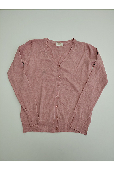 Soft cashmere Dámský růžový propínací kardigan do véčka Vel. M | soft cashmere | obrázek 2