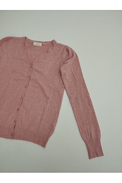 Soft cashmere Dámský růžový propínací kardigan do véčka Vel. M | soft cashmere | obrázek 3