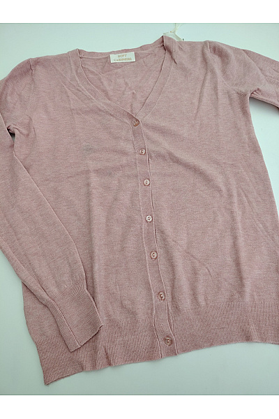 Soft cashmere Dámský růžový propínací kardigan do véčka Vel. M | soft cashmere | obrázek 6